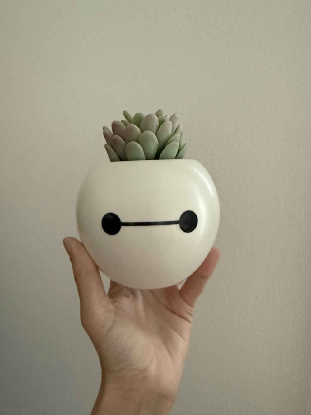 Disney White Ceramic Baymax Face Planter with Black Detail